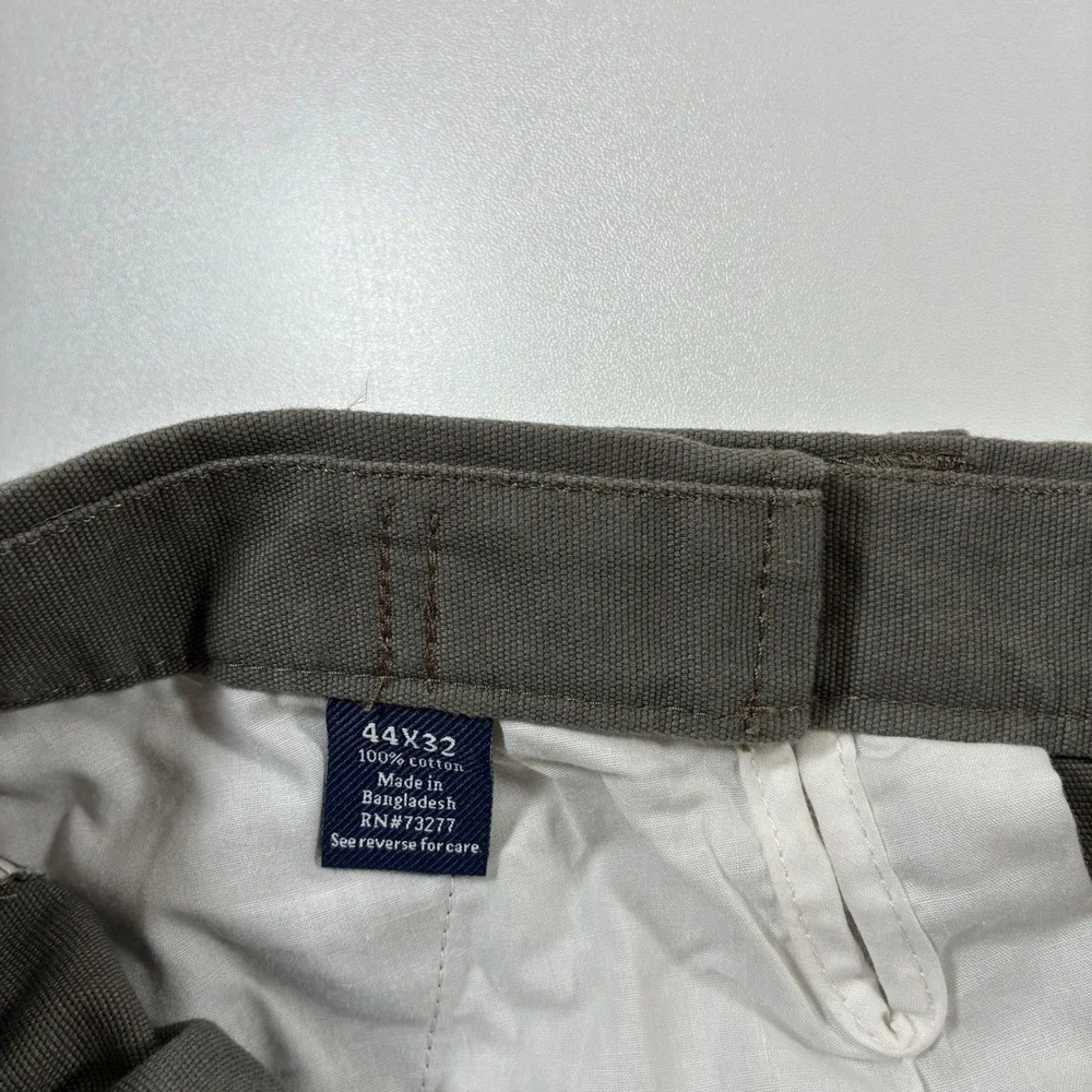 NEW Croft & Barrow Cargo Pants 44x32 Green Canvas Classic Fit Flat Front